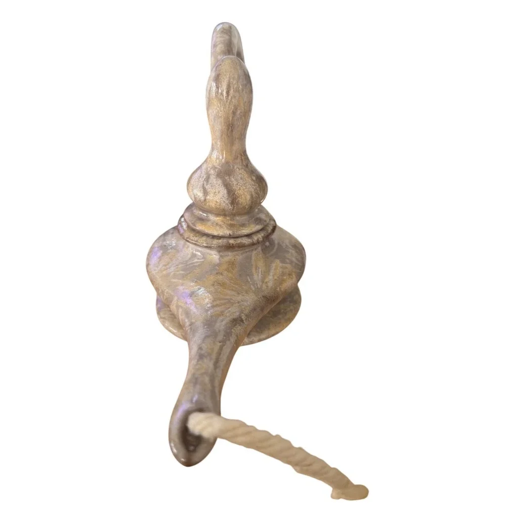 Bill and Vive Mohl Ceramic Genie oil Lamp Marbleized Tan Gold Glaze with Wick